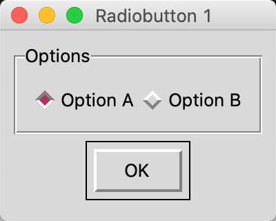 Tkinter window with radiobuttons