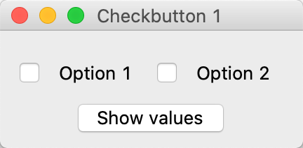 Tkinter window with two checkboxes