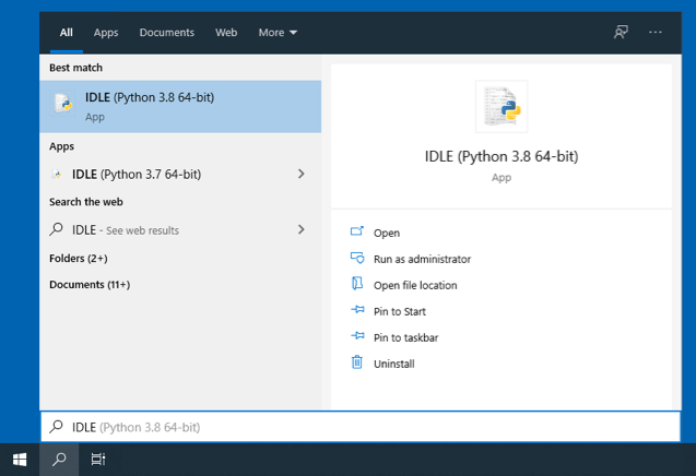 Python IDLE の起動 (Windows)